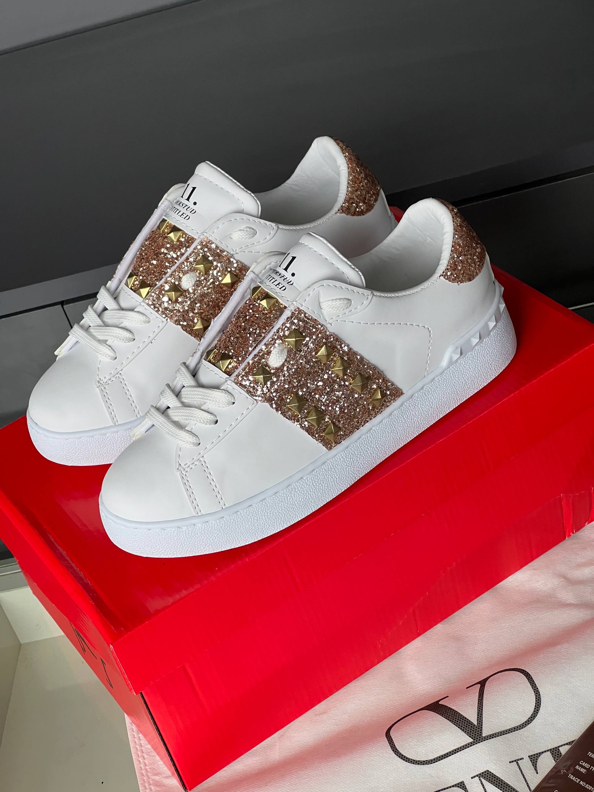 Valentino Rockstud Glitter Sneakers – Image 18