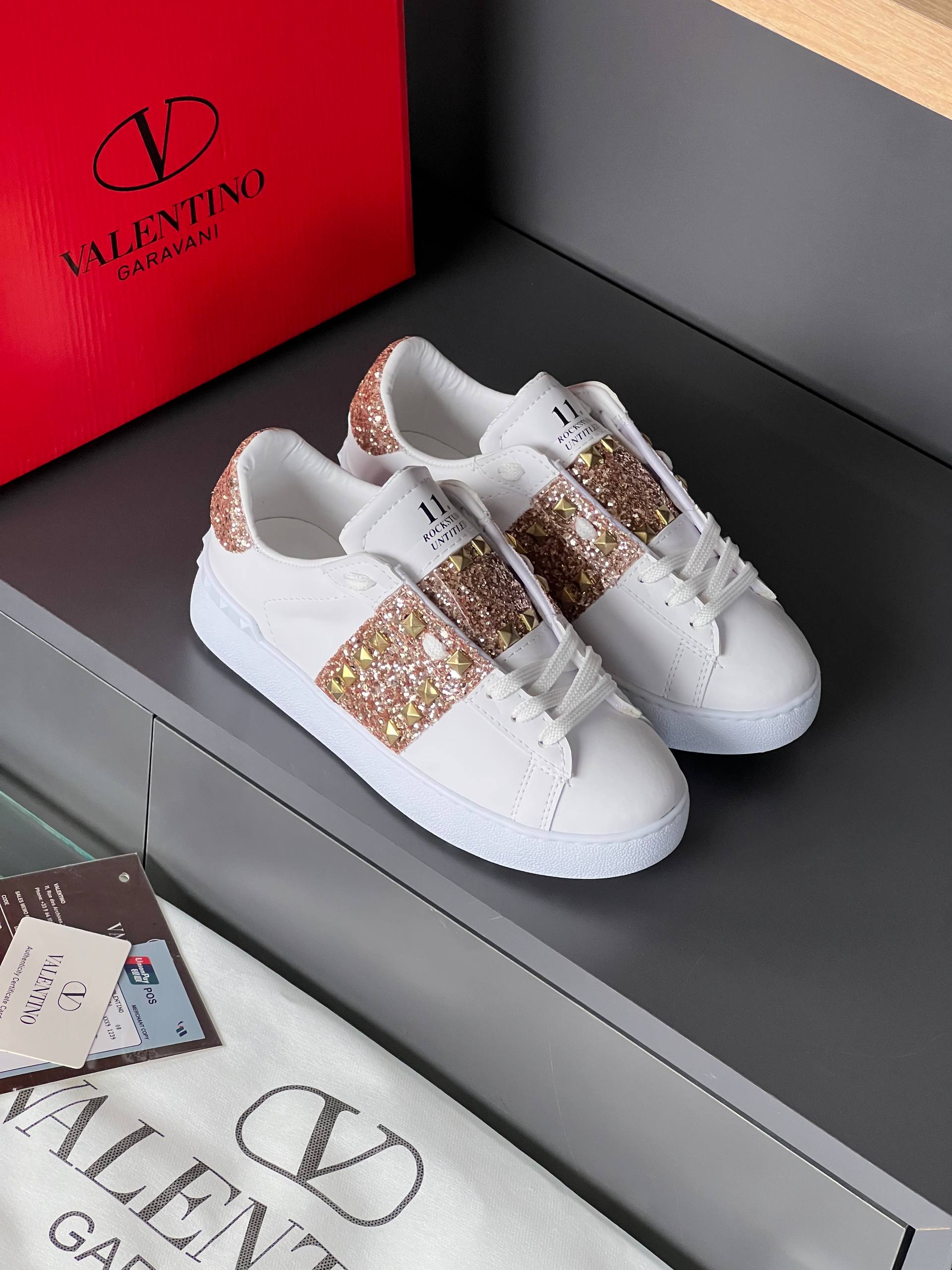 Valentino Rockstud Glitter Sneakers – Image 17