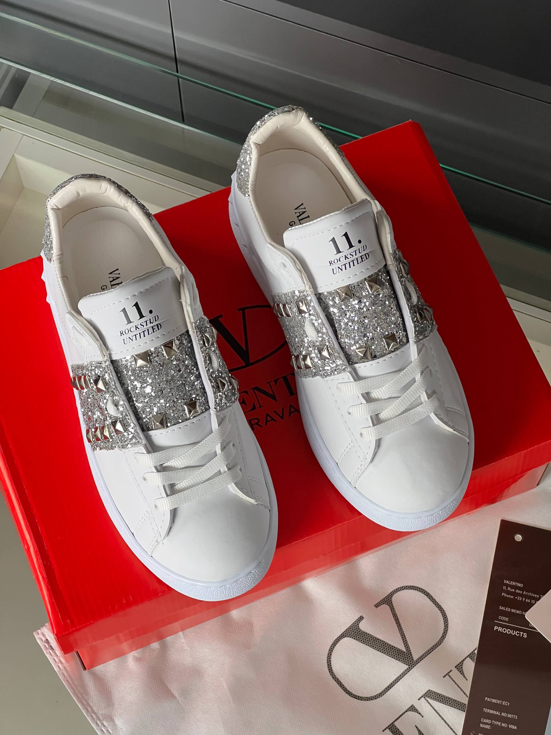 Valentino Rockstud Glitter Sneakers – Image 14