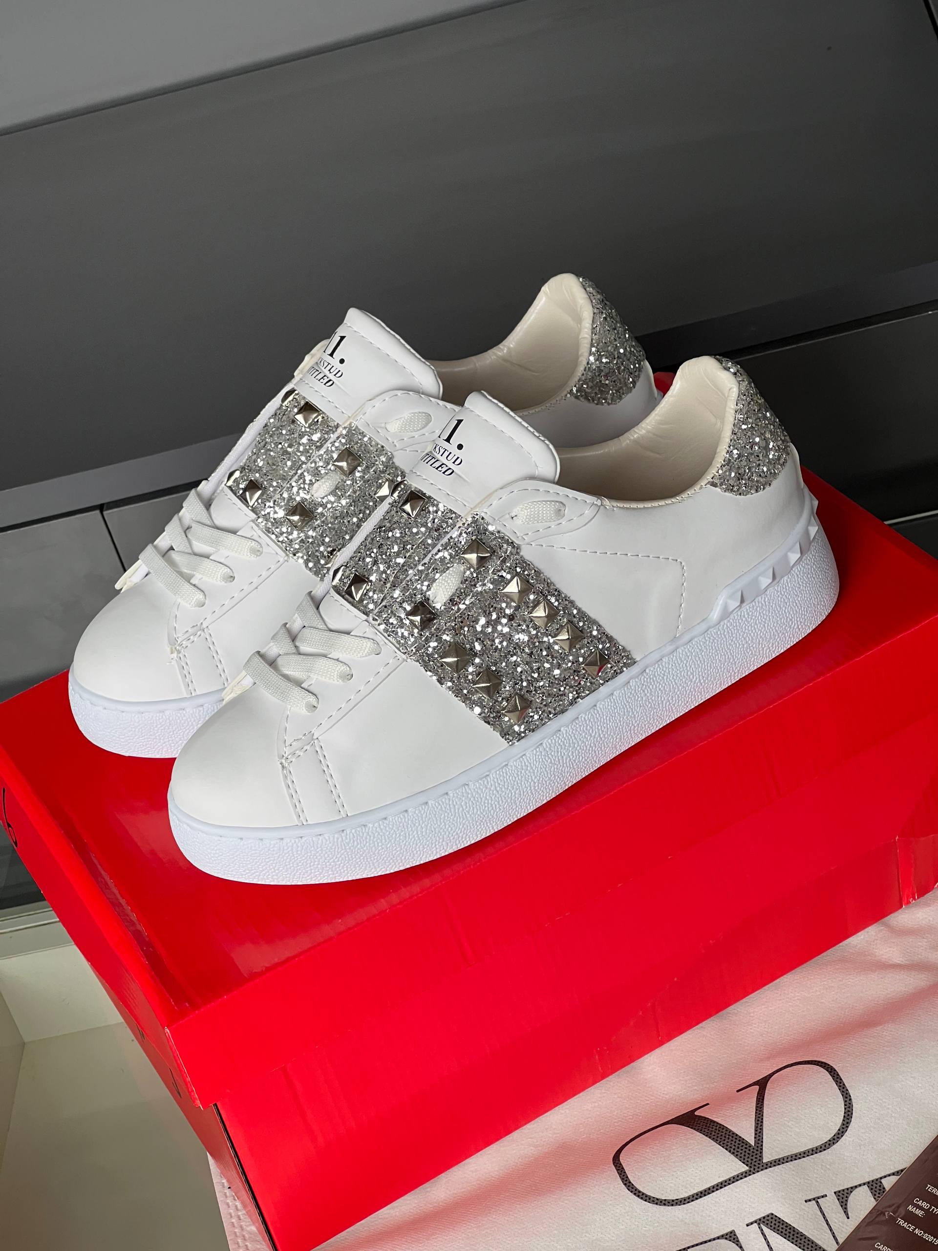 Valentino Rockstud Glitter Sneakers – Image 12