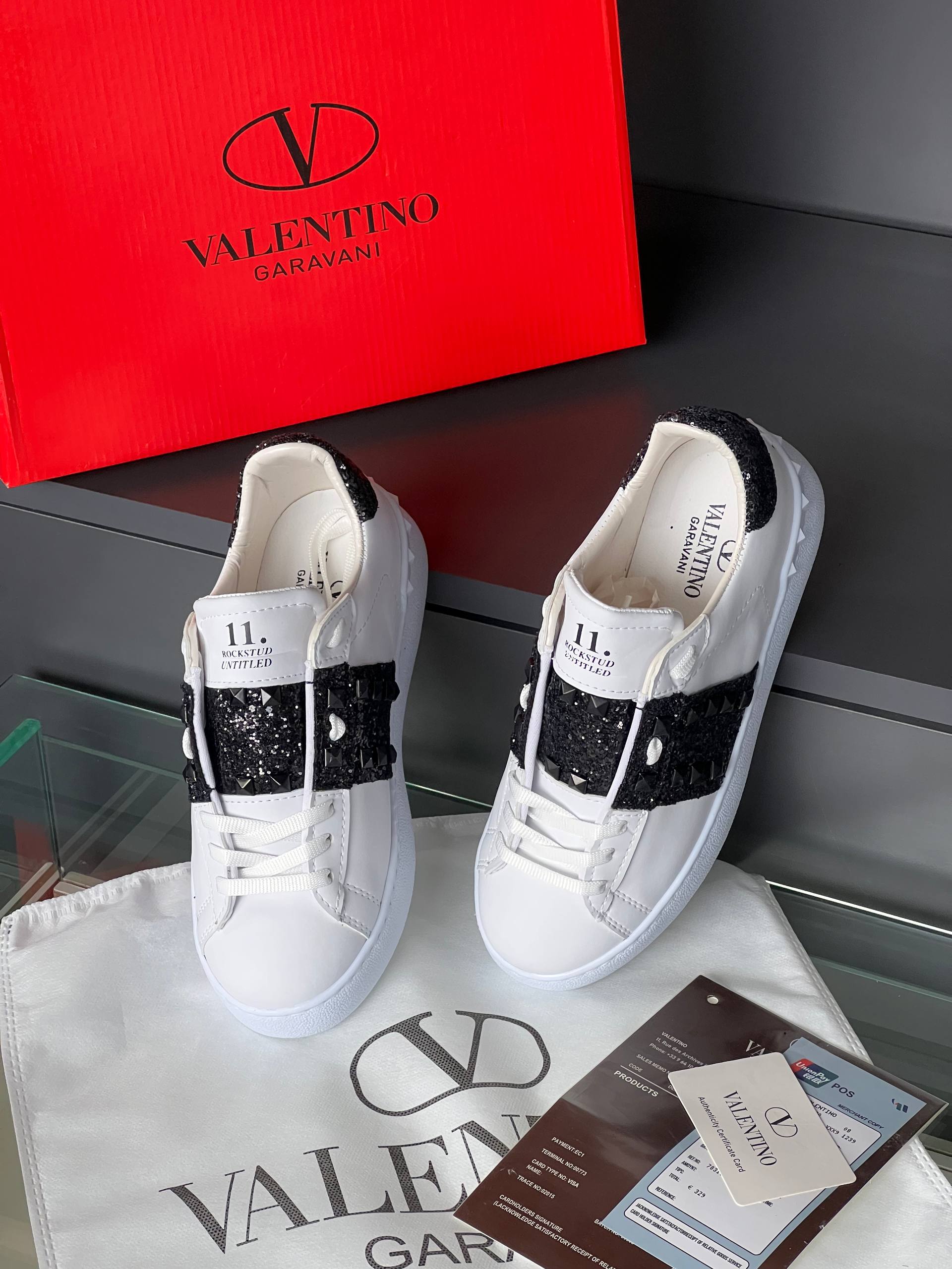 Valentino Rockstud Glitter Sneakers – Image 4