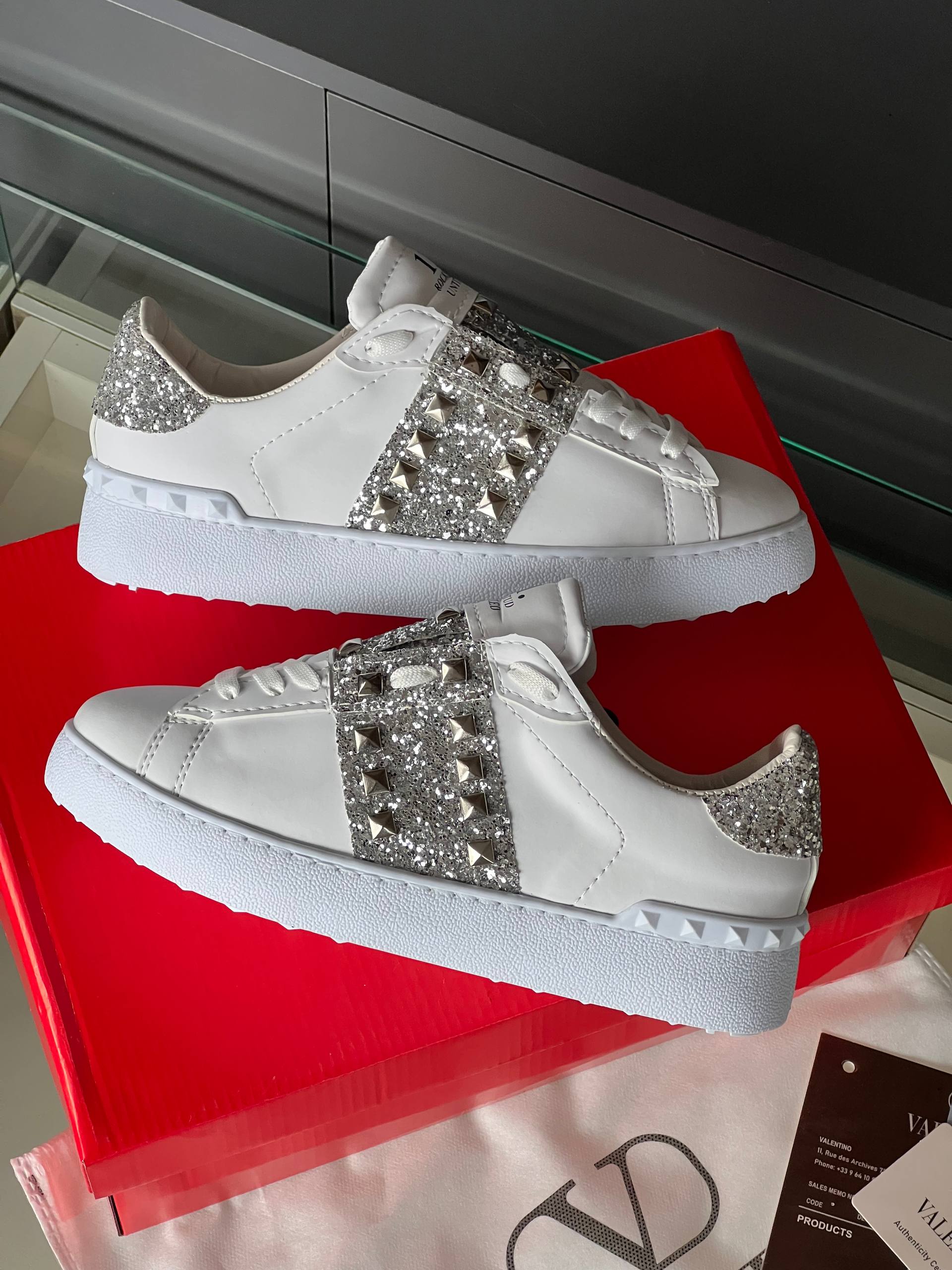 Valentino Rockstud Glitter Sneakers – Image 11