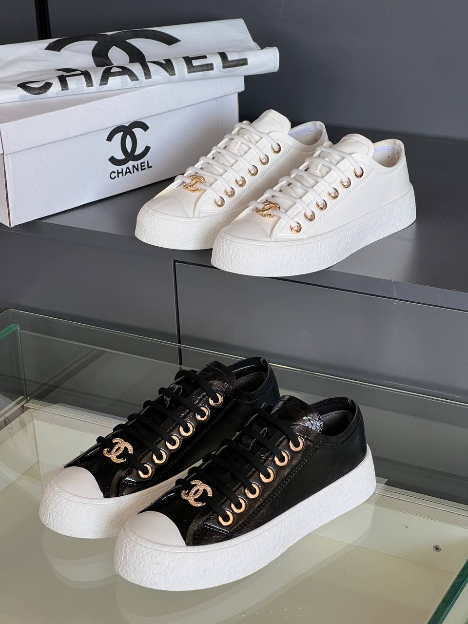 Chanel 202P Leather Sneakers – Image 18