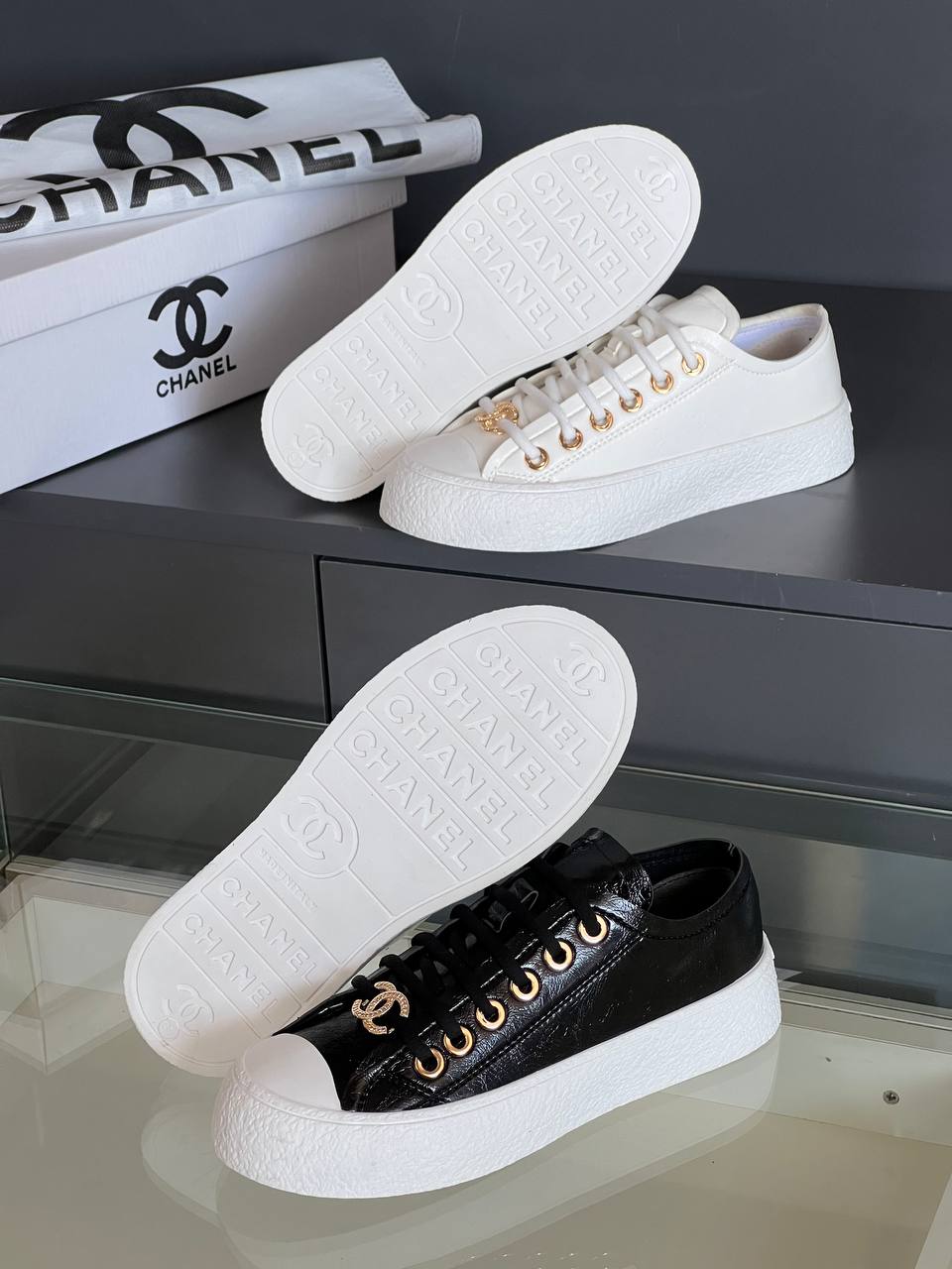 Chanel 202P Leather Sneakers – Image 5