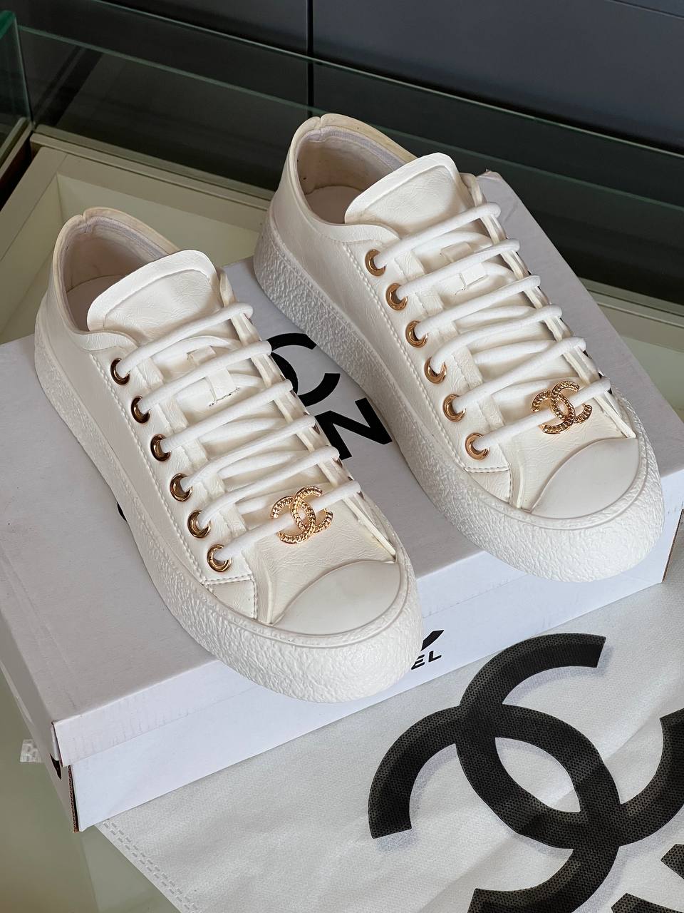 Chanel 202P Leather Sneakers – Image 17