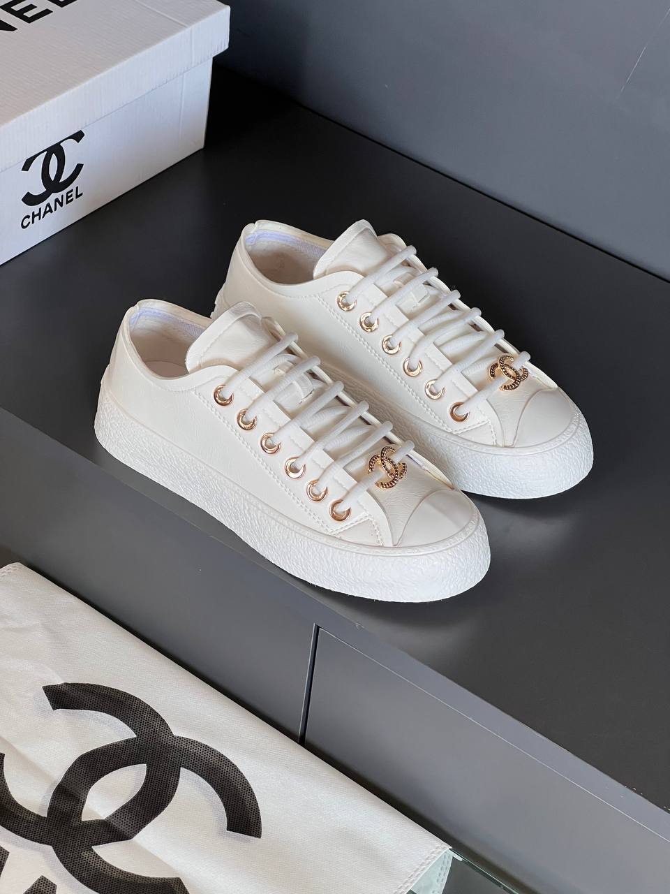 Chanel 202P Leather Sneakers – Image 13