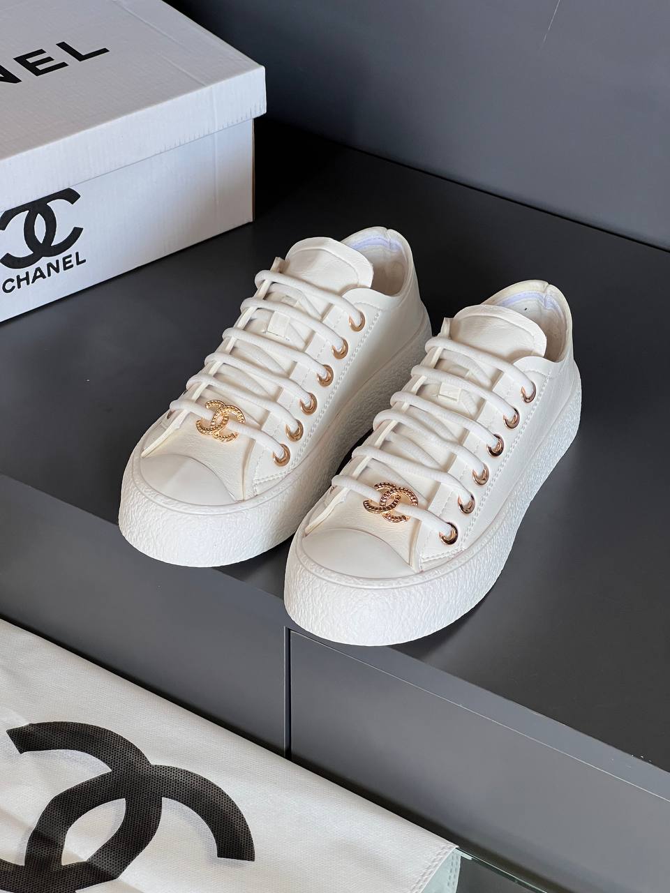 Chanel 202P Leather Sneakers – Image 14