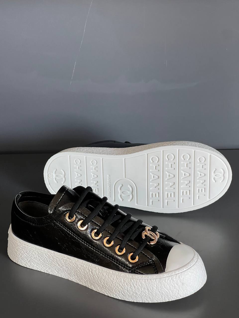 Chanel 202P Leather Sneakers – Image 4