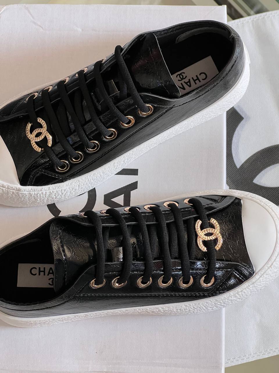 Chanel 202P Leather Sneakers – Image 2