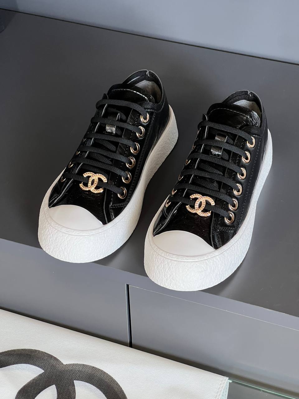 Chanel 202P Leather Sneakers – Image 3
