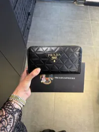 Prada Black Geometric Calfskin Wallet – Image 1