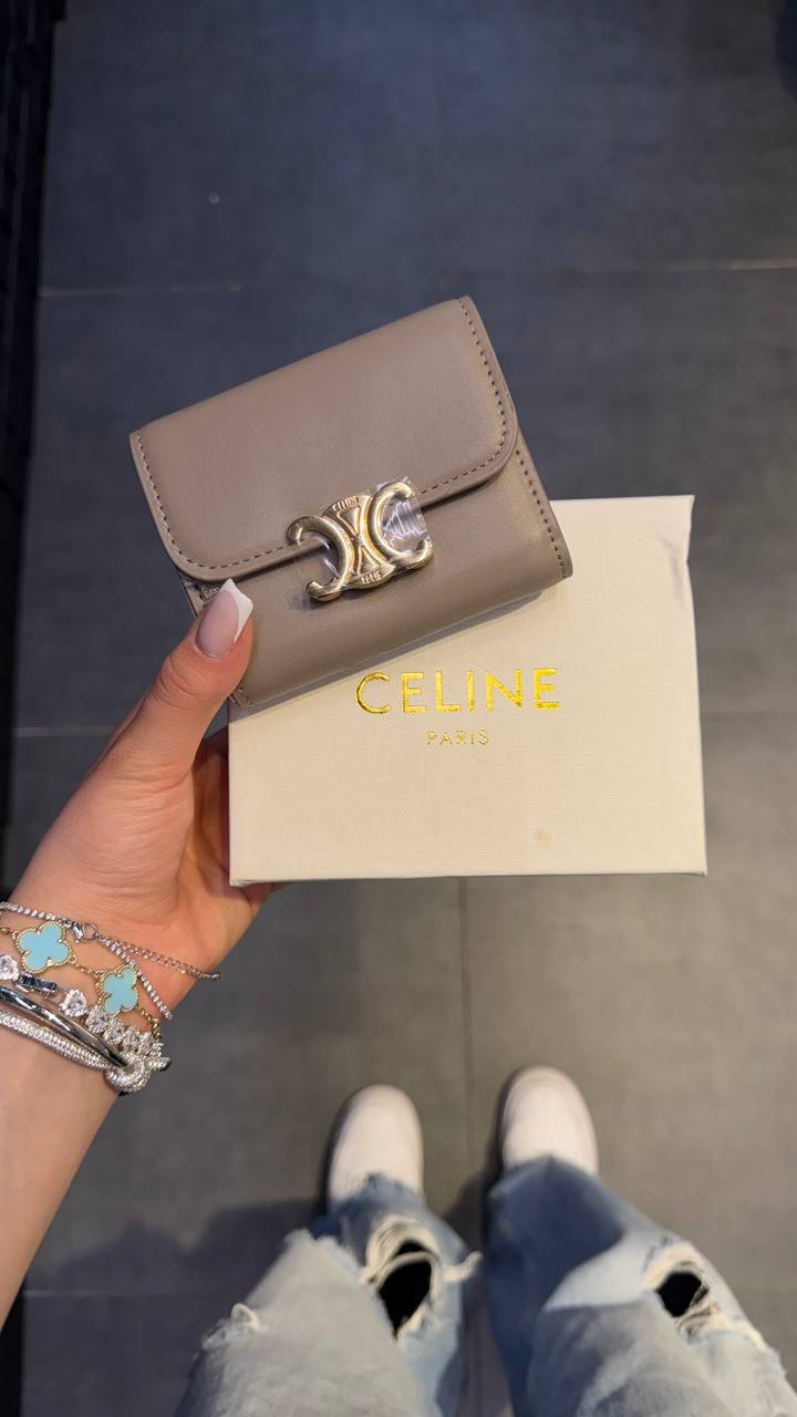 Celine Flap Dark Beige Wallet – Image 1