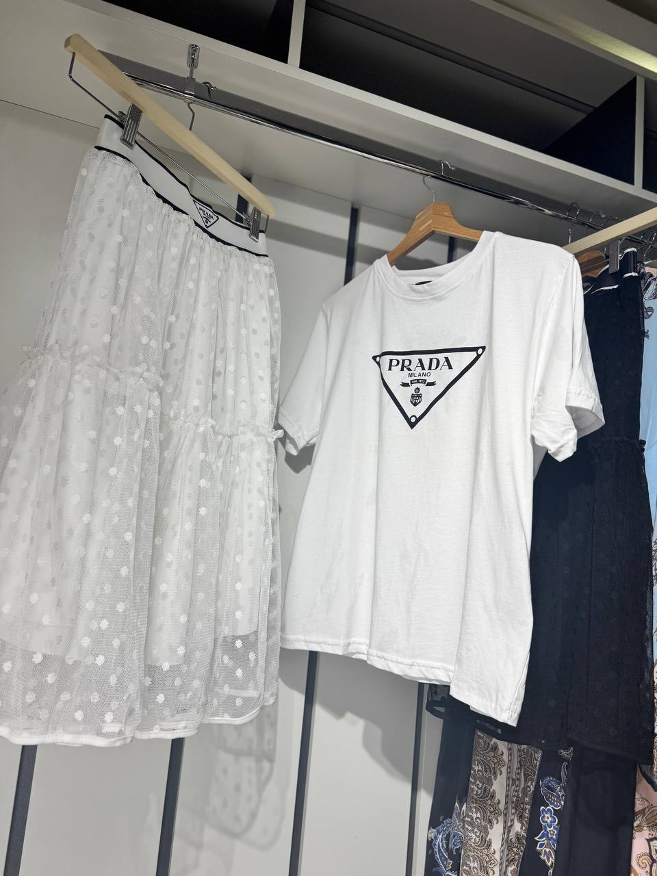 Prada - Summer Set (Skirt & Shirt) White – Image 5