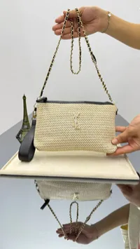 YSL Gabby Raffia Pouch Bag – Image 6