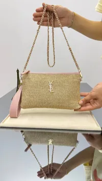 YSL Gabby Raffia Pouch Bag – Image 2