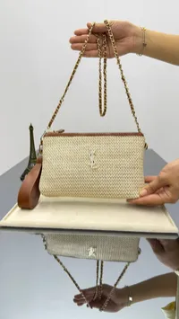 YSL Gabby Raffia Pouch Bag – Image 4