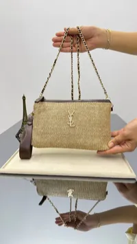YSL Gabby Raffia Pouch Bag – Image 3