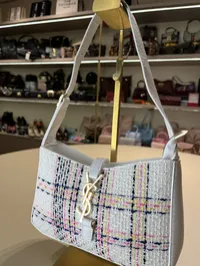 YSL LE5 - Tweed White Shoulder Bag  – Image 2