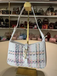 YSL LE5 - Tweed White Shoulder Bag  – Image 3