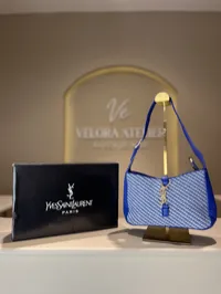 YSL LE5 - Tweed Blue Shoulder Bag – Image 1