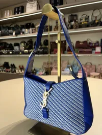 YSL LE5 - Tweed Blue Shoulder Bag – Image 2