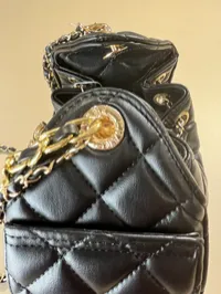 Chanel 25 Small Black Drawstring Bag – Image 7
