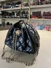 Chanel 25 Small Black Drawstring Bag – Image 3