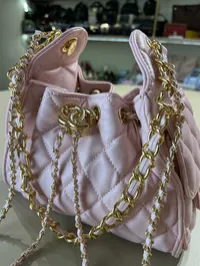 Chanel 25 Small Baby Pink Drawstring Bag – Image 4