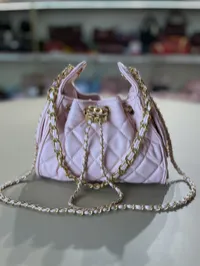 Chanel 25 Small Baby Pink Drawstring Bag – Image 5