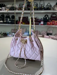 Chanel 25 Small Baby Pink Drawstring Bag – Image 3