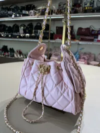 Chanel 25 Small Baby Pink Drawstring Bag – Image 2