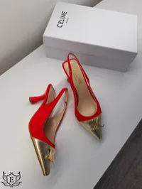 Celine Slingback Top Gold Heels – Image 3