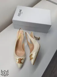 Celine Slingback Top Gold Heels – Image 2