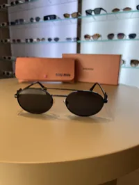 Miu Miu Full Black Metal Sunglasses  – Image 2