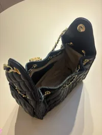 Chanel 25 Large Handbag Black & Gold – Image 4