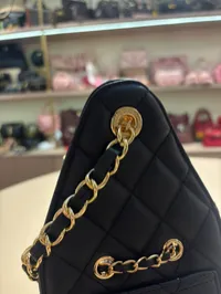 Chanel 25 Large Handbag Black & Gold – Image 8