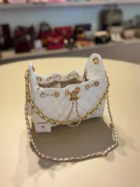 Chanel 25 Small White Drawstring Bag – Image 2