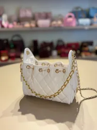 Chanel 25 Small White Drawstring Bag – Image 3