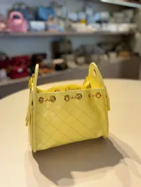 Chanel 25 Small Yellow Drawstring Bag – Image 4