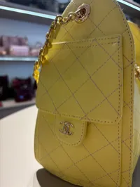 Chanel 25 Small Yellow Drawstring Bag – Image 5