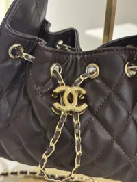 Chanel 25 Small Brown Drawstring Bag – Image 3