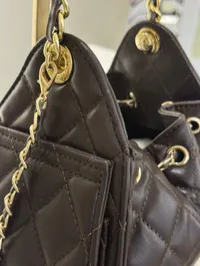 Chanel 25 Small Brown Drawstring Bag – Image 2
