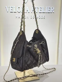 Chanel 25 Small Brown Drawstring Bag – Image 7