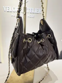 Chanel 25 Small Brown Drawstring Bag – Image 5