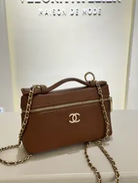 Chanel Slim Vanity Case with Chain Camel Color – Image 5