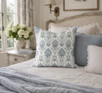 Louis Blue & Sage Botanical Throw Pillow | French Country Cottage Cushion | English Garden Decor | Grandmillennial Home Accent – Image 5