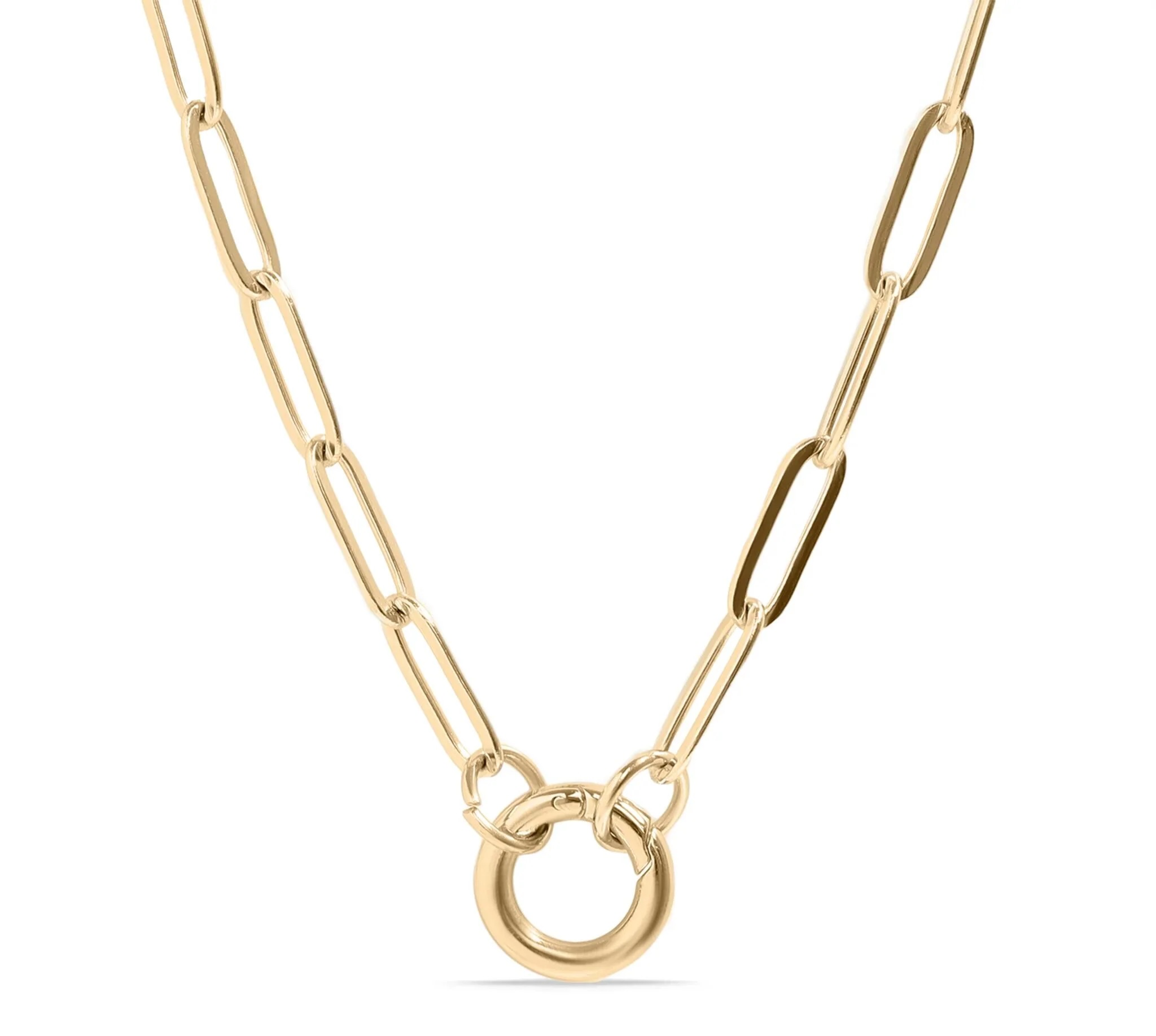 Charm Holder Necklace | Push-Open Circle Carabiner – Paperclip Chain