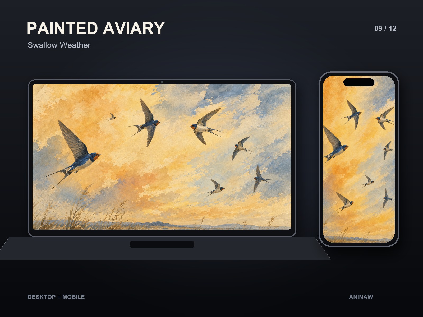 Painted Aviary — 12 Premium Wallpapers for Desktop & Phone – Image 12