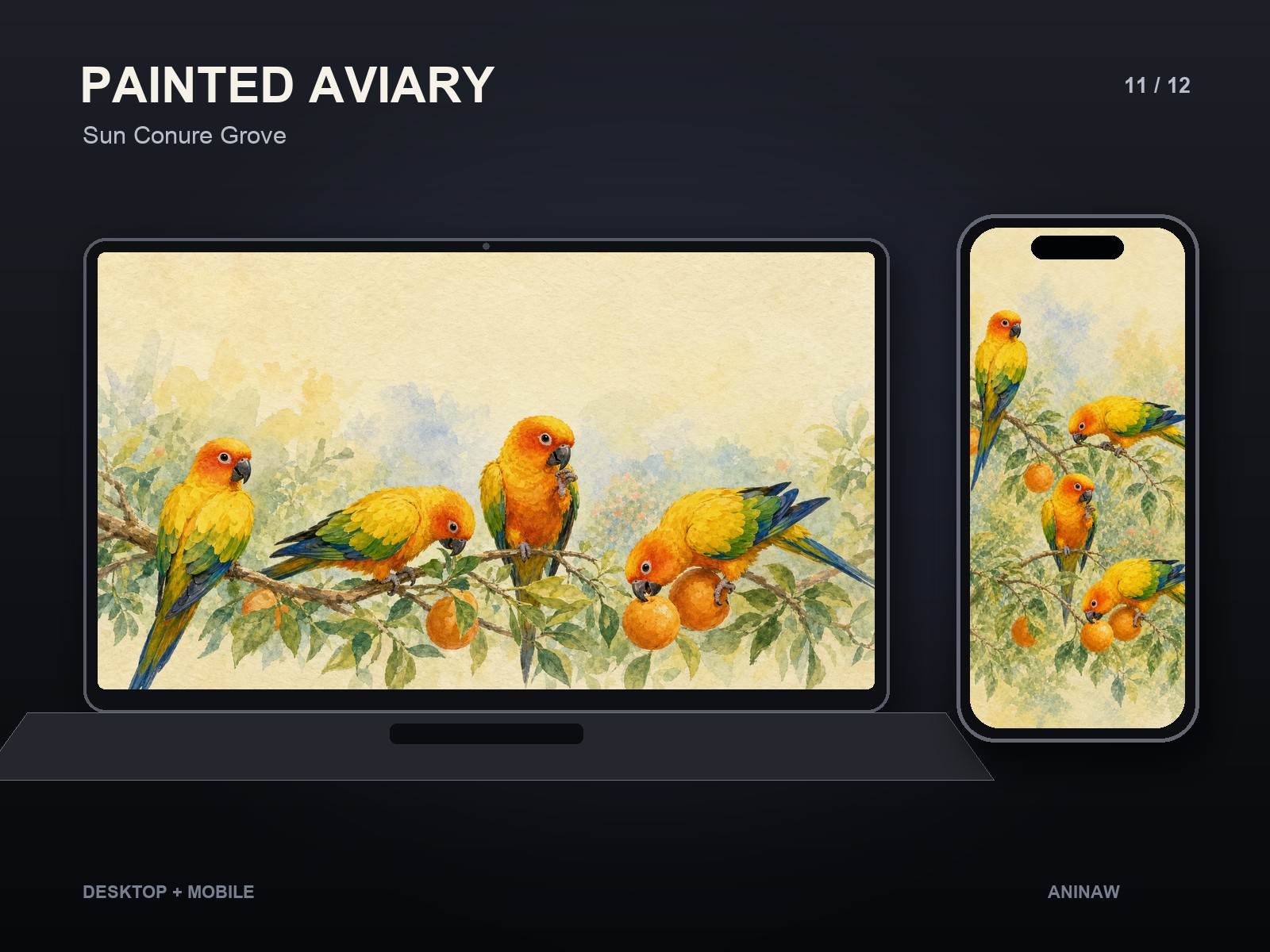 Painted Aviary — 12 Premium Wallpapers for Desktop & Phone – Image 14