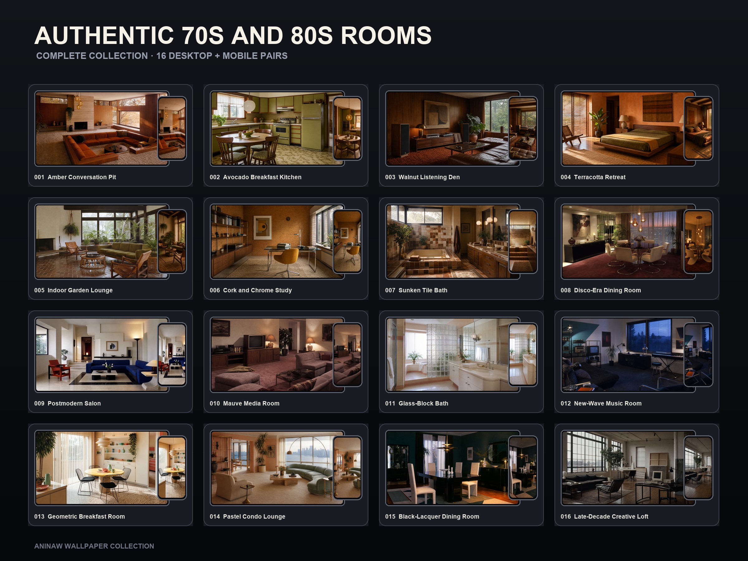 Authentic 70s and 80s Rooms — 16 Premium Wallpapers for Desktop & Phone – Image 2
